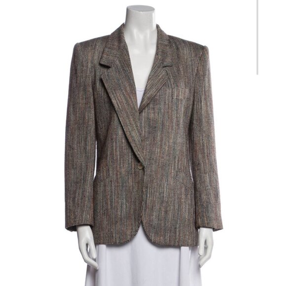 Christian Dior Authentic Vintage Brown White Long Sleeve Blazer Jacket 10 Medium - Picture 1 of 8